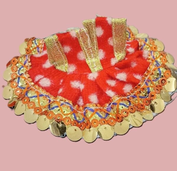"Kanha (Laddu Gopal) Winter Dress for Puja, warm clothing for idol worship." "Traditional and cozy winter dress for Laddu Gopal idol." "Laddu Gopal dressed in a warm winter outfit for spiritual worship."