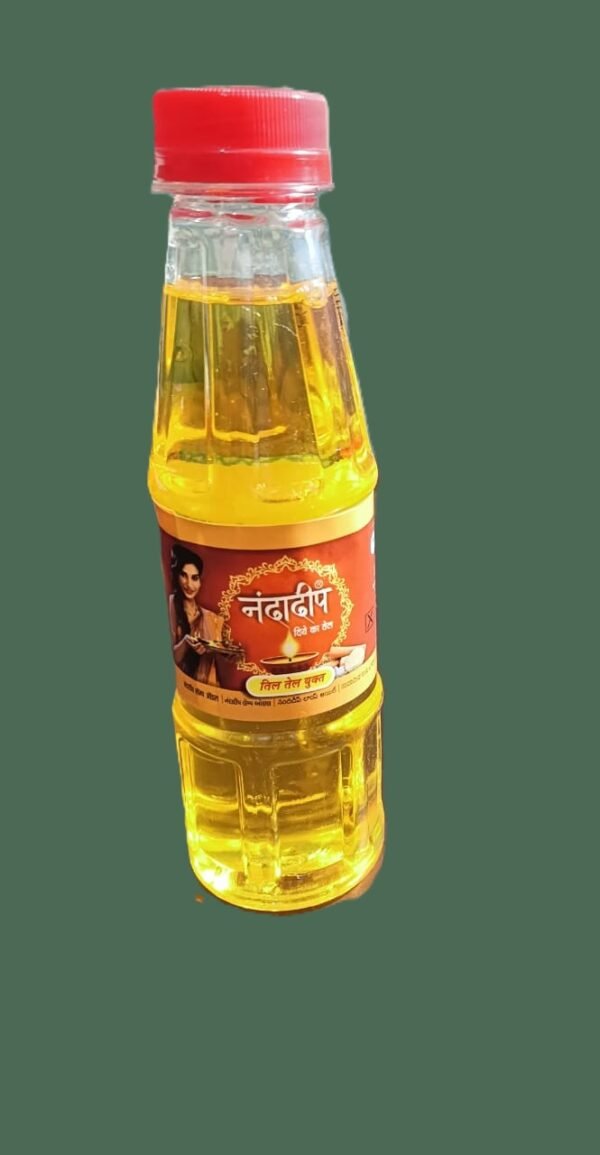 "Pure Sesame Oil (Til ka Tel) for puja rituals, anointing idols, and lighting diyas." "Natural Til ka Tel for religious worship and Hindu rituals." "Authentic Sesame Oil for puja and spiritual practices."