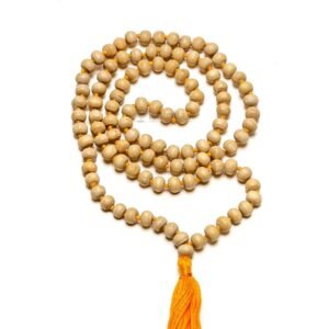 "Original 108 Beads Tulsi Jaap Mala for meditation, prayers, and chanting mantras." "Authentic Tulsi Jaap Mala with 108 beads for spiritual practices and Hindu rituals." "High-quality Tulsi Mala for daily meditation and prayer ceremonies."